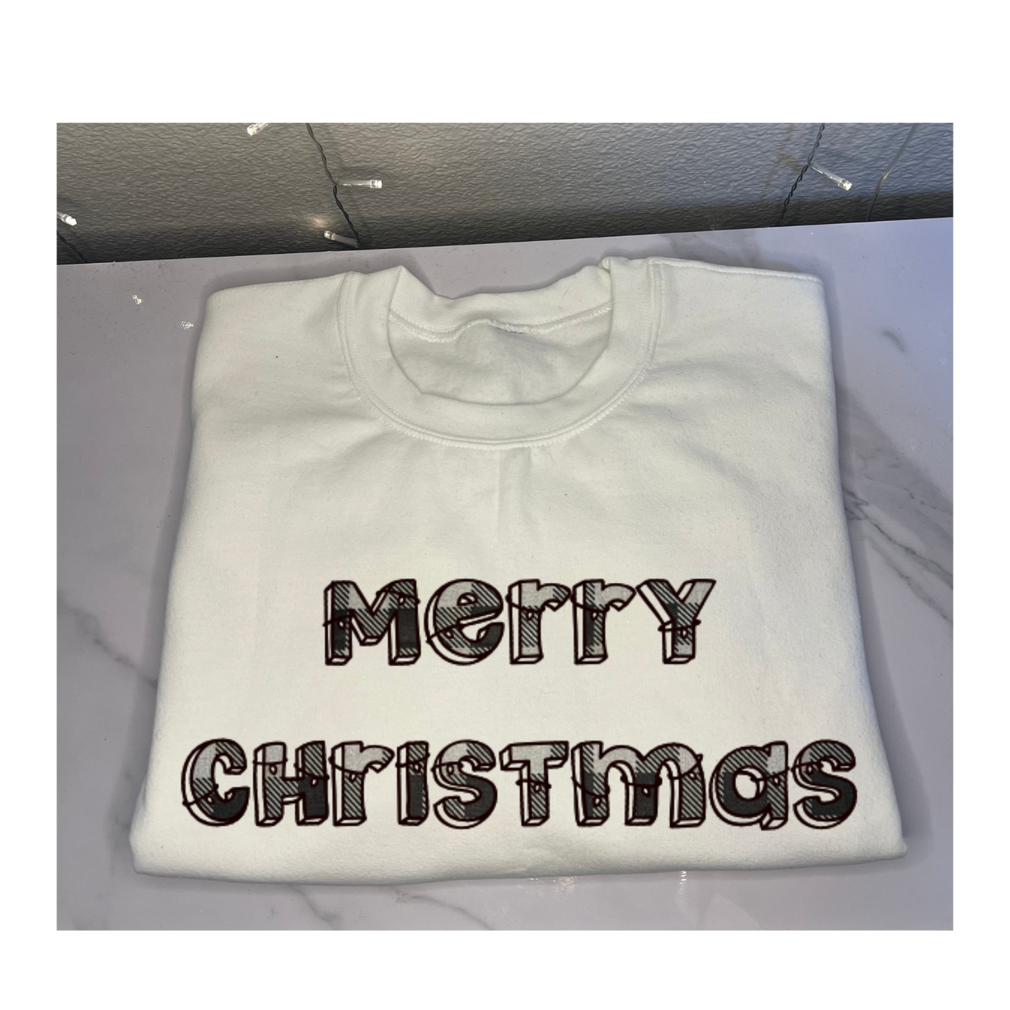 'Merry Christmas' In Box Letters in Plaid Colors Sweatshirt