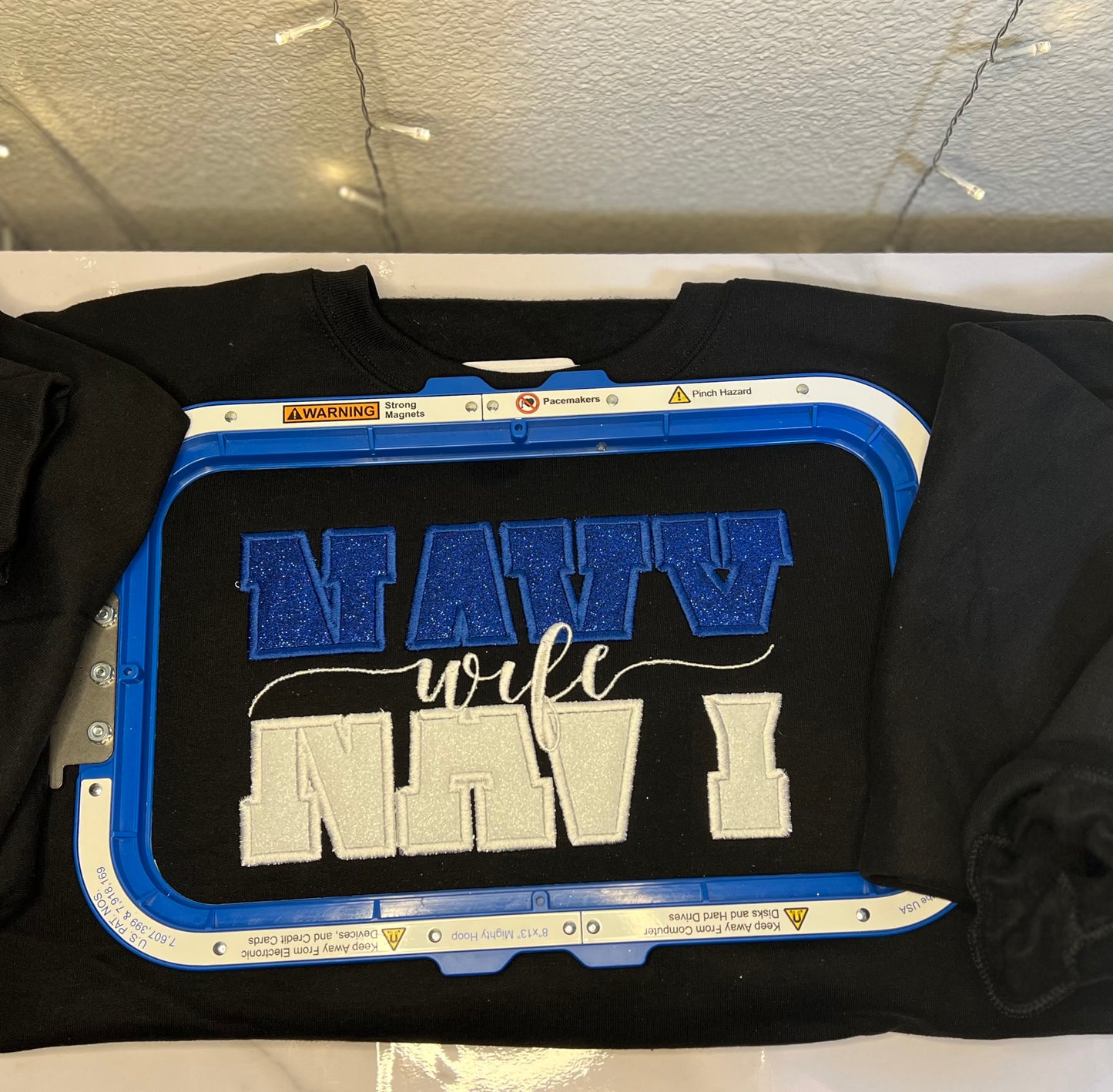 Embroidered 'Navy Wife' Sweatshirt + HTV Glitter Vinyl