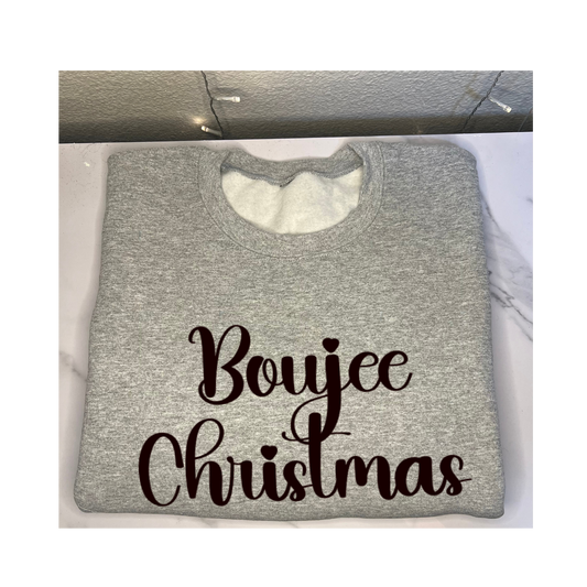 'Boujee Christmas' In Cursive Font Sweatshirt