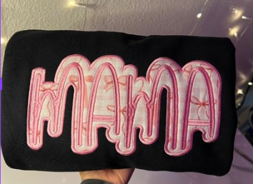 Embroidered "mama" Sweatshirt with Bow Applique fabric